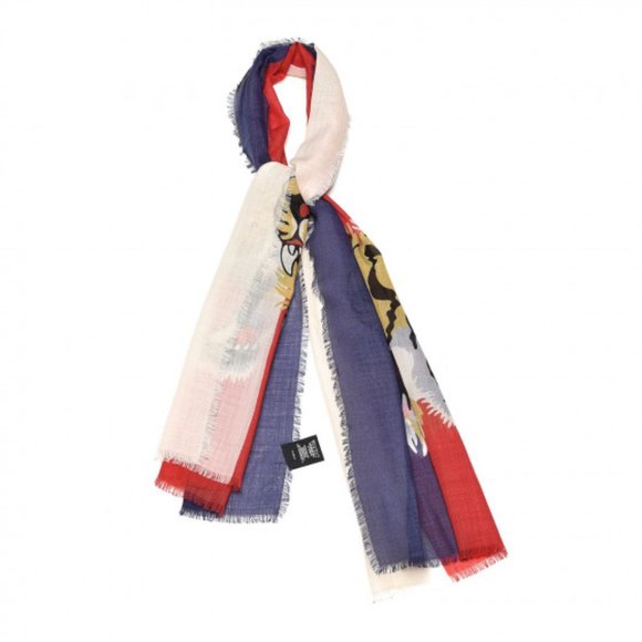 Gucci Wool Sylvie Tiger Scarf in Sapphire and Ivory - Picture 2 of 7